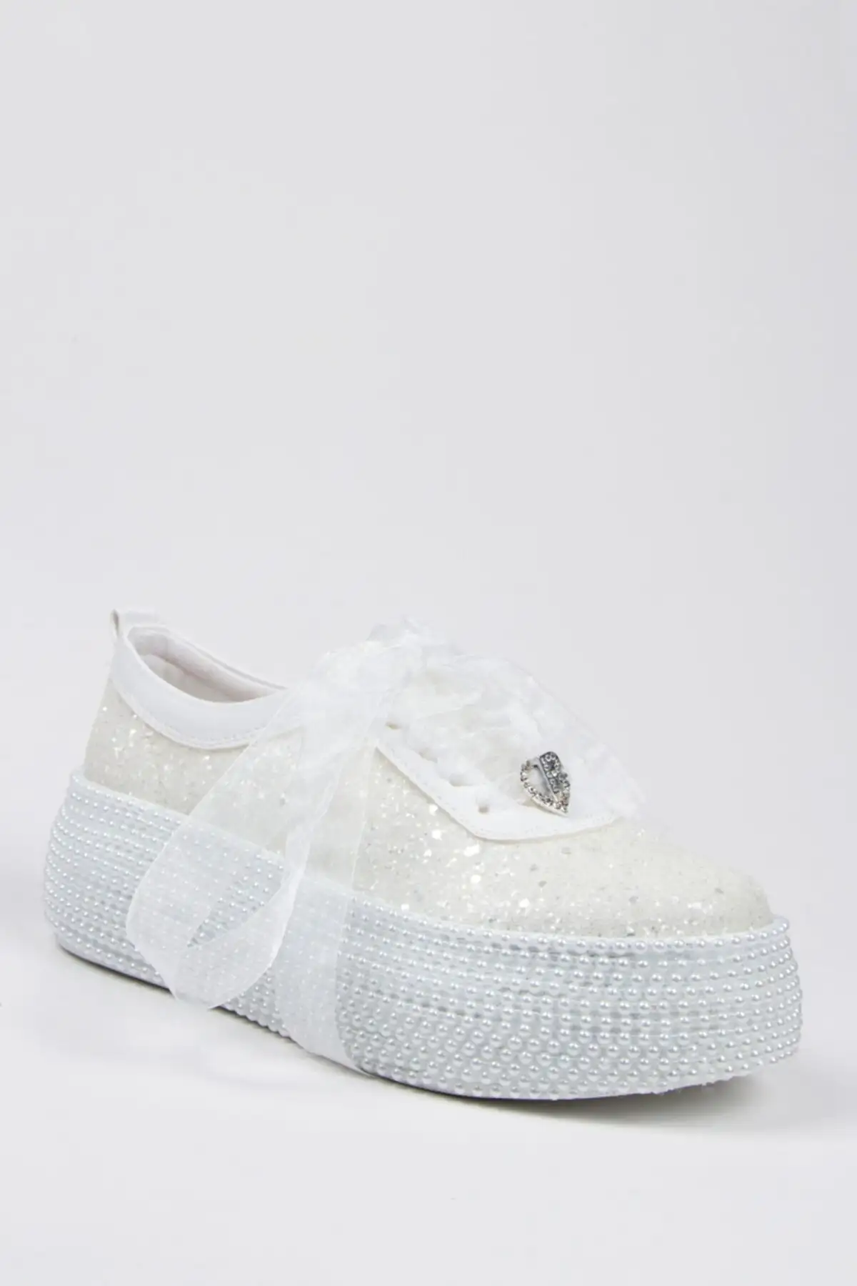 کفش تخت زنانه  عروس سفید با درخشش سفید و مرواریدها، ارتفاع 5 سانتیمتر، بسیار راحت. - 7185 کفش تخت زنانه عروس سفید با درخشش سفید و مرواریدها، ارتفاع 5 سانتیمتر، بسیار راحت. - 7185