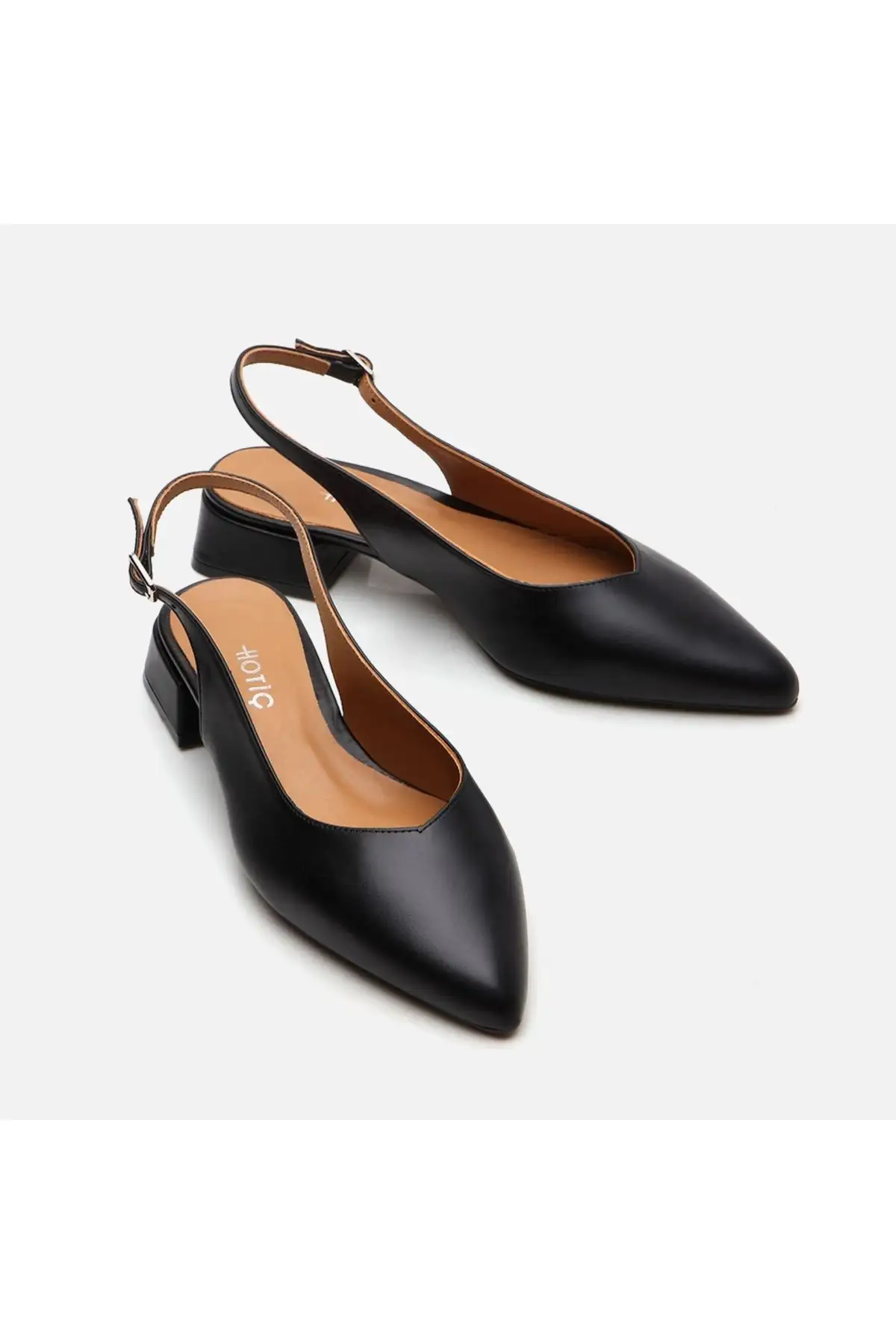 کفش تخت زنانه بابت  چرم طبیعی مشکی - 7275 کفش تخت زنانه بابت چرم طبیعی مشکی - 7275