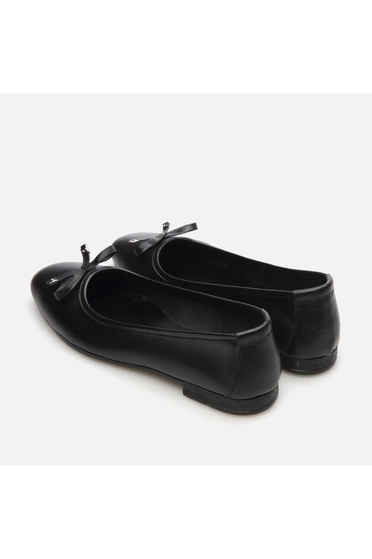 کفش تخت زنانه بابت  چرم طبیعی مشکی - 7278 کفش تخت زنانه بابت چرم طبیعی مشکی - 7278