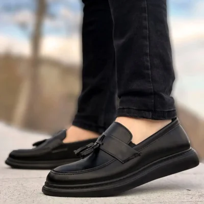 کفش روزمره مردانه کلاسیک مشکی با پاپیون - 7345