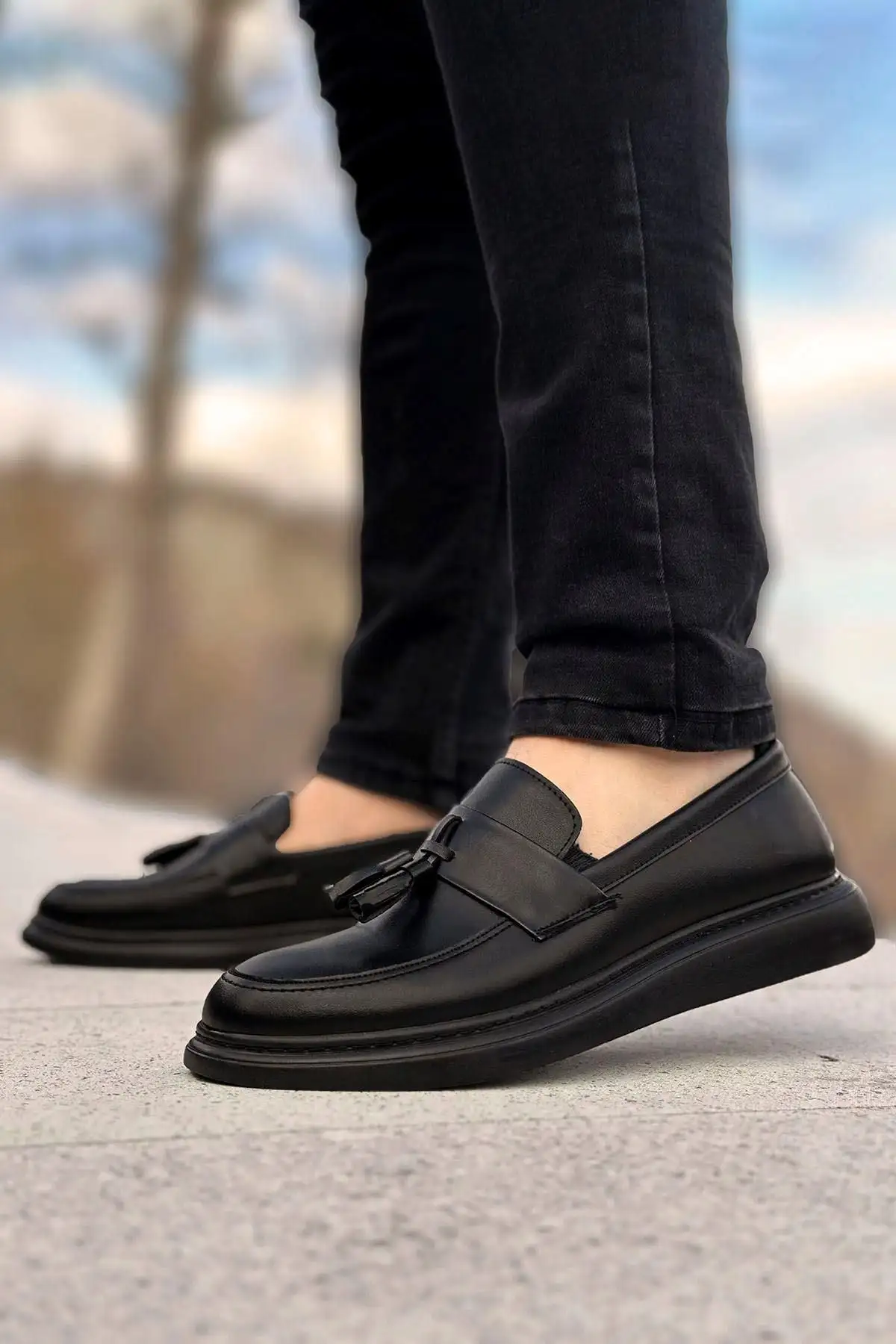 کفش روزمره مردانه  کلاسیک  مشکی با پاپیون - 7345 کفش روزمره مردانه کلاسیک مشکی با پاپیون - 7345