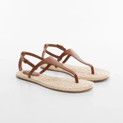 کفش صندل زنانه سندل چرم بند دار برند MANGO - 7433