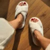 کفش راحتی خانه پشمی سفید رنگ - 7319