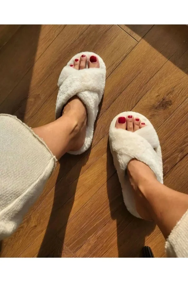 کفش راحتی خانه پشمی سفید رنگ - 7319