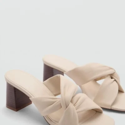 کفش صندل زنانه چرم گره‌دار برند MANGO - 7440