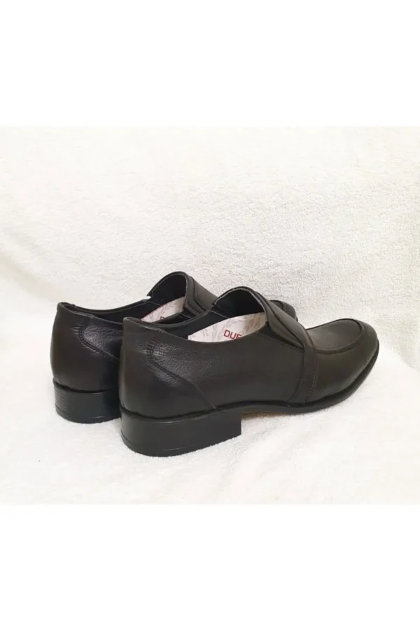 کفش رسمی مردانه مشکی چرم اصل بدون بند - 7328