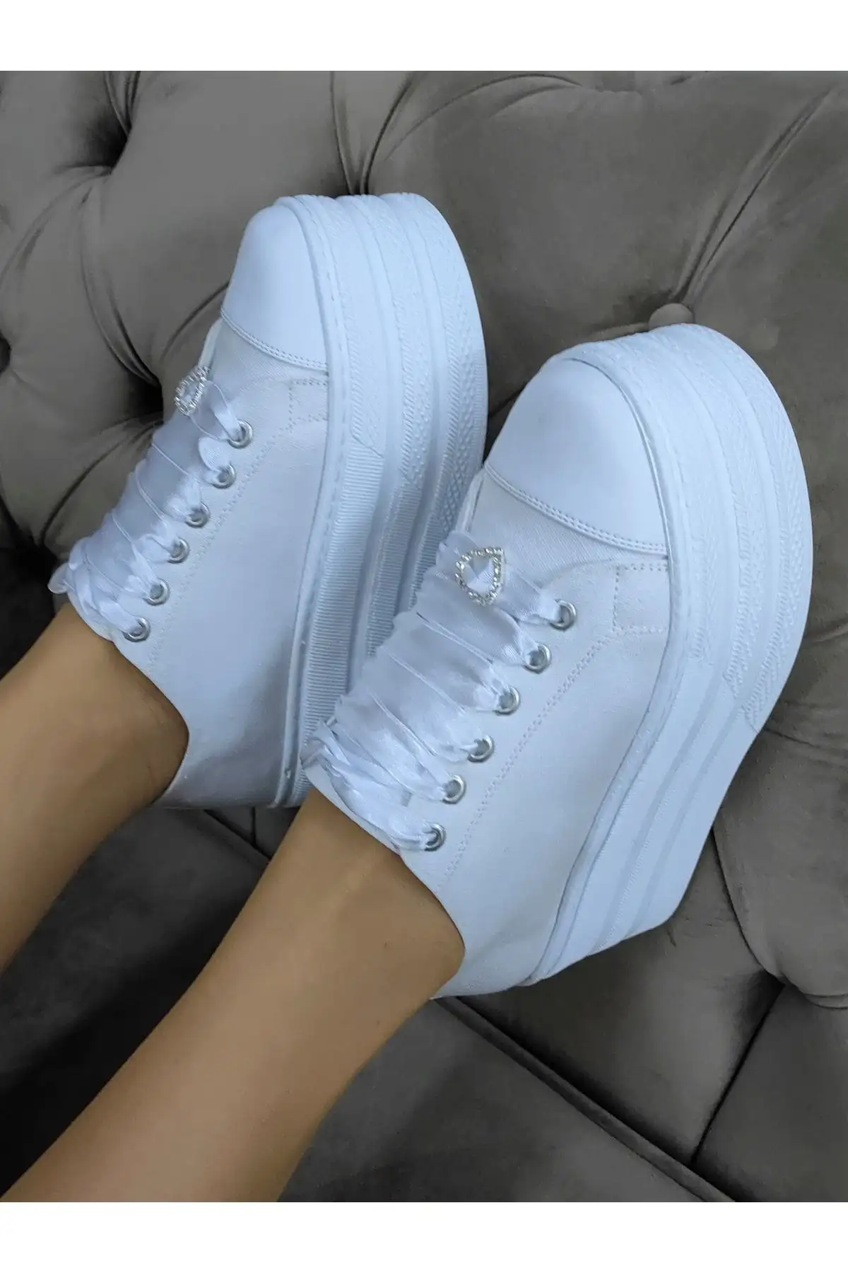 کفش پاشنه بلند زنانه  عروس پلتفورم سفید کتان با زیره کاملاً راحت و ارتفاع 7 سانتیمتر - 7199 کفش پاشنه بلند زنانه عروس پلتفورم سفید کتان با زیره کاملاً راحت و ارتفاع 7 سانتیمتر - 7199