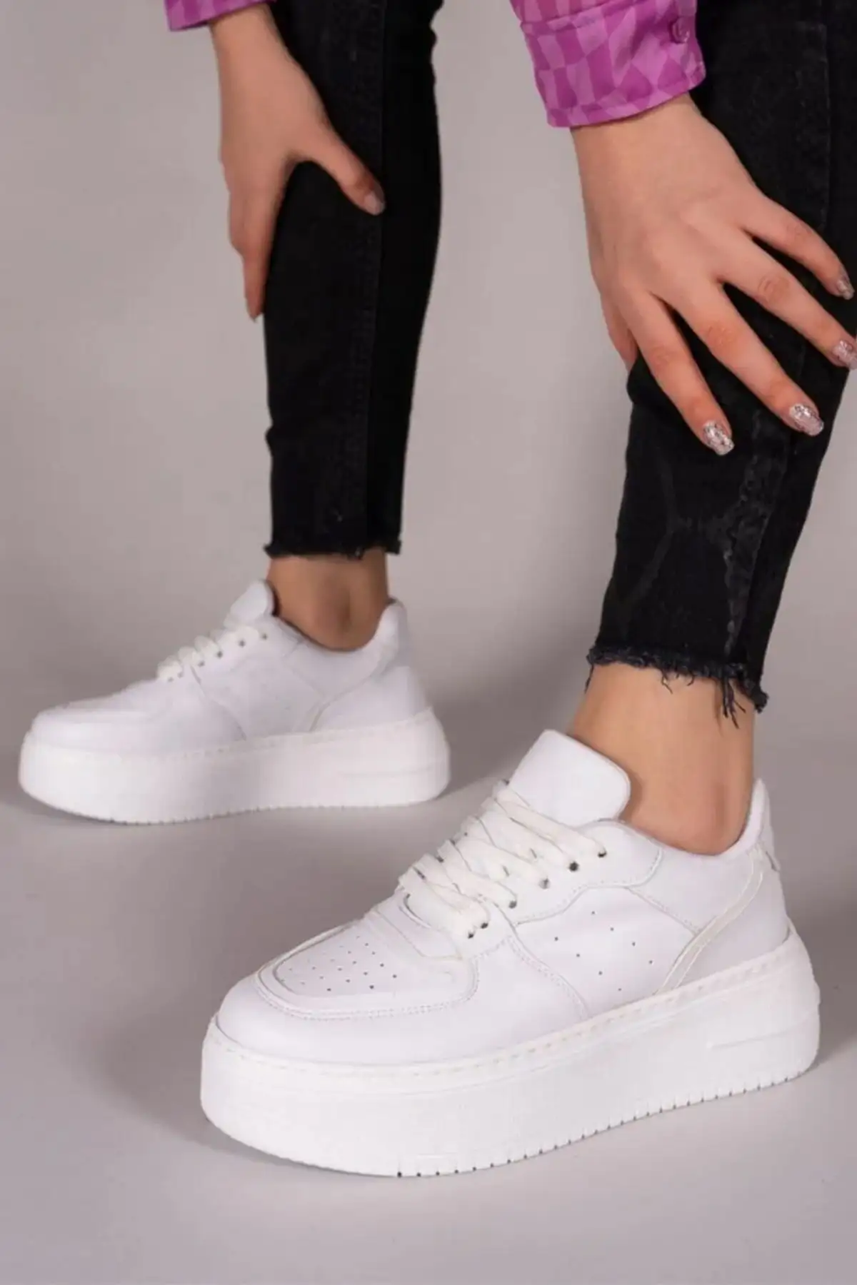 کفش ورزشی روزمره کتانی زنانه سفید 0012255 برند Riccon - 7485