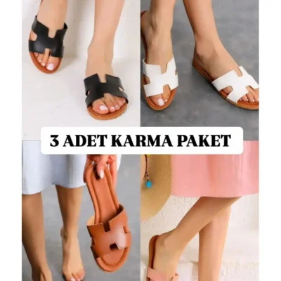 کفش راحتی خانه پک سه عددی دمپایی خانگی، دمپایی تابستانی با زیره نرم و راحت. - 7322