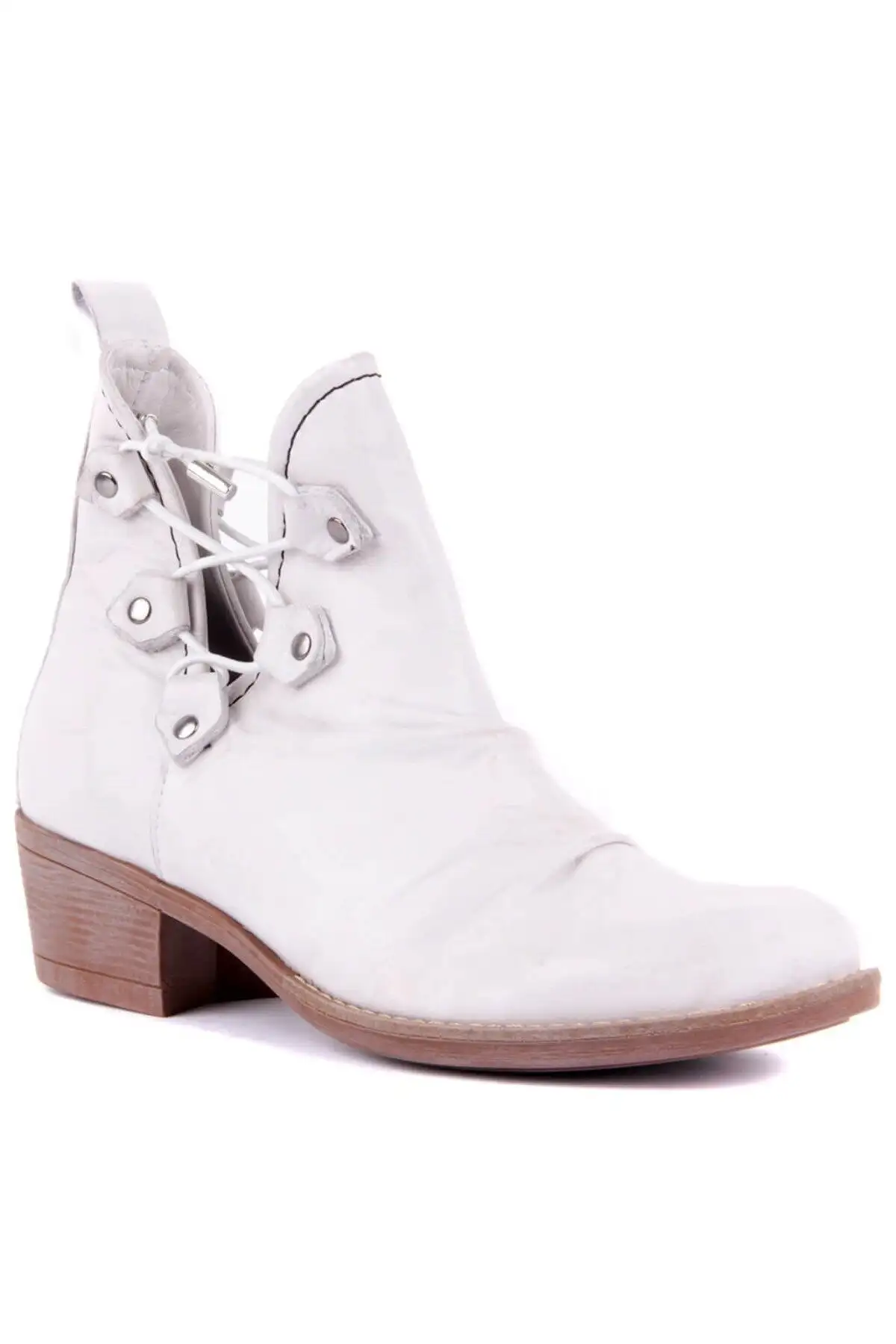 کفش تخت زنانه - بوت کوتاه تابستانی سفید - 7189 کفش تخت زنانه - بوت کوتاه تابستانی سفید - 7189