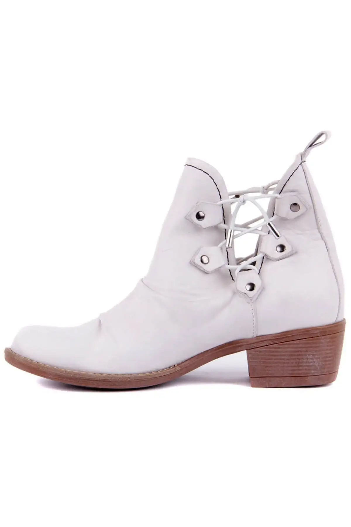 کفش تخت زنانه - بوت کوتاه تابستانی سفید - 7189 کفش تخت زنانه - بوت کوتاه تابستانی سفید - 7189