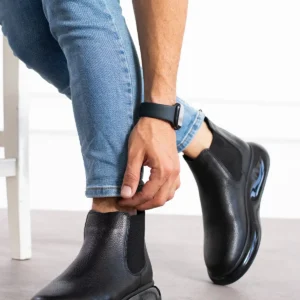 بوت مردانه مشکی چرم طبیعی فلوتری مدل آنجلس برند Safari Ayakkabı - 7598