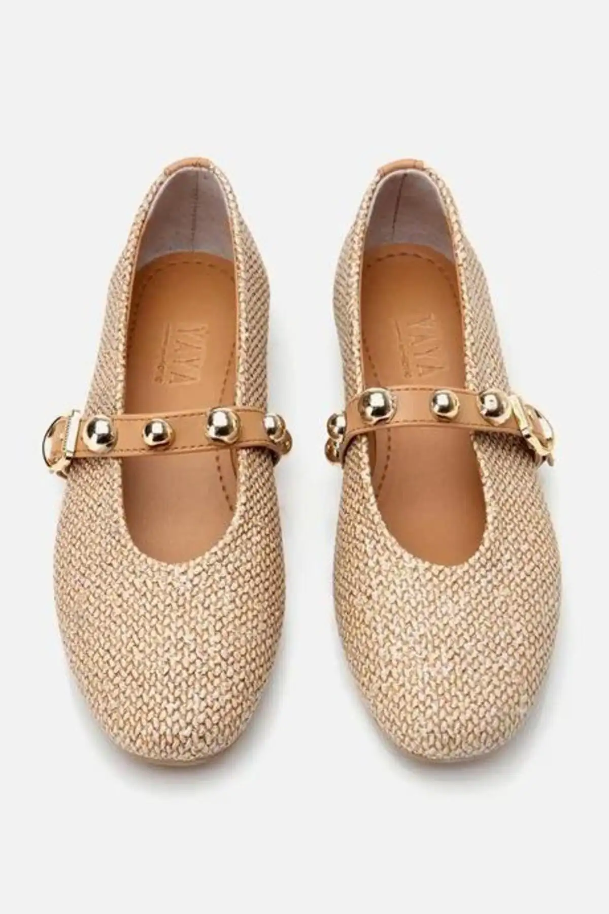 کفش تخت زنانه بابت  بژ با جزئیات حصیری برند Yaya by Hotiç - 8316 کفش تخت زنانه بابت بژ با جزئیات حصیری برند Yaya by Hotiç - 8316