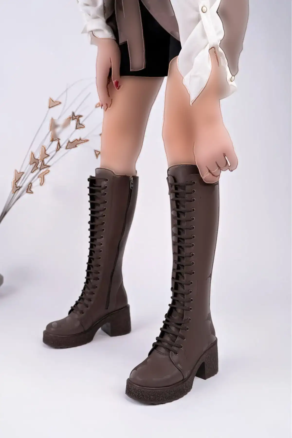 بوت و نیم بوت زنانه چکمهی پستی  با پاشنه زیر زان برند BAHRİNA - 8119 بوت و نیم بوت زنانه چکمهی پستی با پاشنه زیر زان برند BAHRİNA - 8119