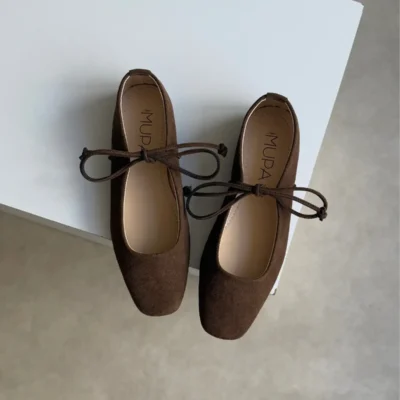 کفش تخت زنانه مدل ببت قهوه‌ای سوئدی برند Mupa Shoes - 8330