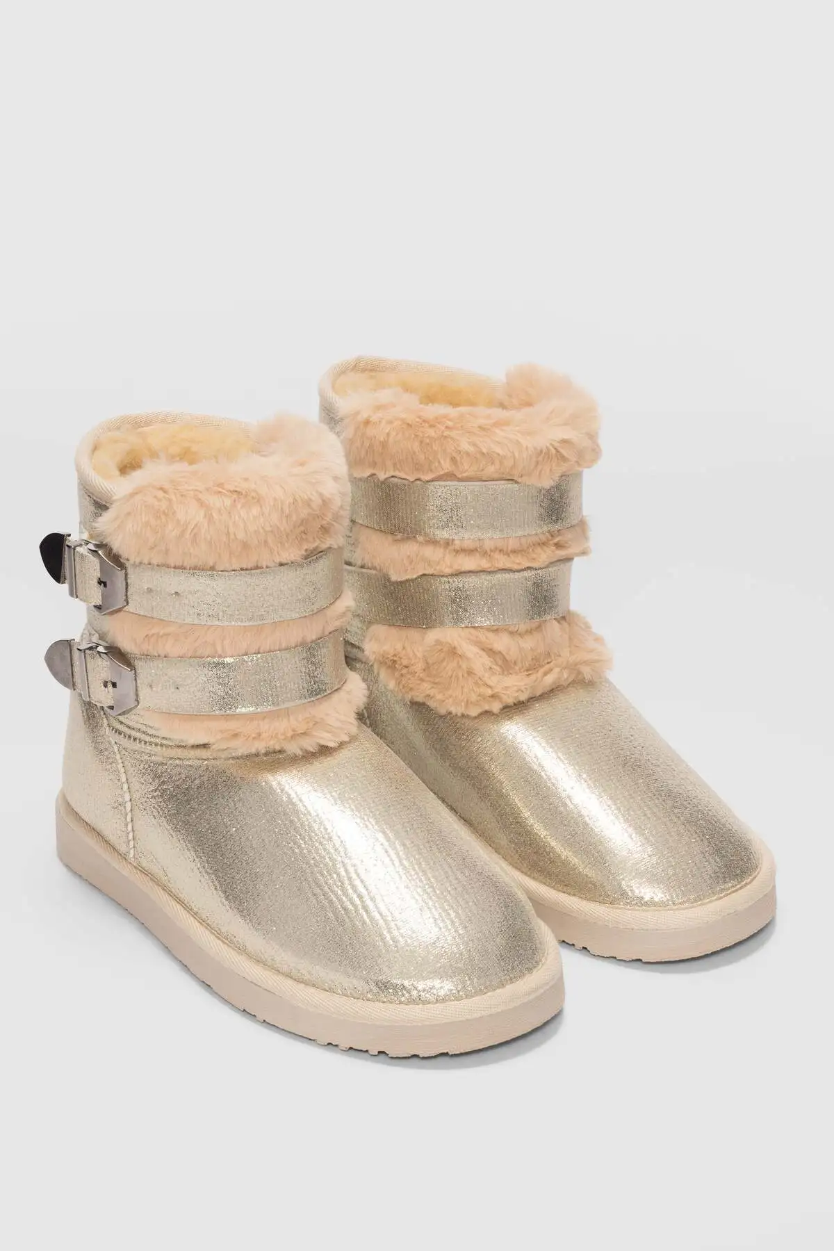 بوت و نیم بوت زنانه کفش چرم  Moses با جزئیات پالتیی - طلا برند selinshoes - 7679 بوت و نیم بوت زنانه کفش چرم Moses با جزئیات پالتیی - طلا برند selinshoes - 7679