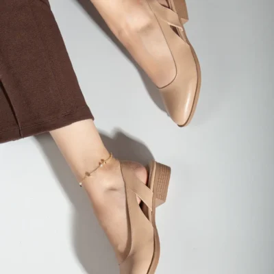 کفش تخت زنانه پاشنه کوتاه پوست صورت برند MaskButik - 8313