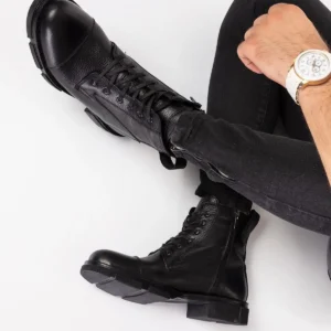 بوت مردانه چرمی واقعی با داخلی پشمی ضد آب و ضد سرما برند depderi - 7600