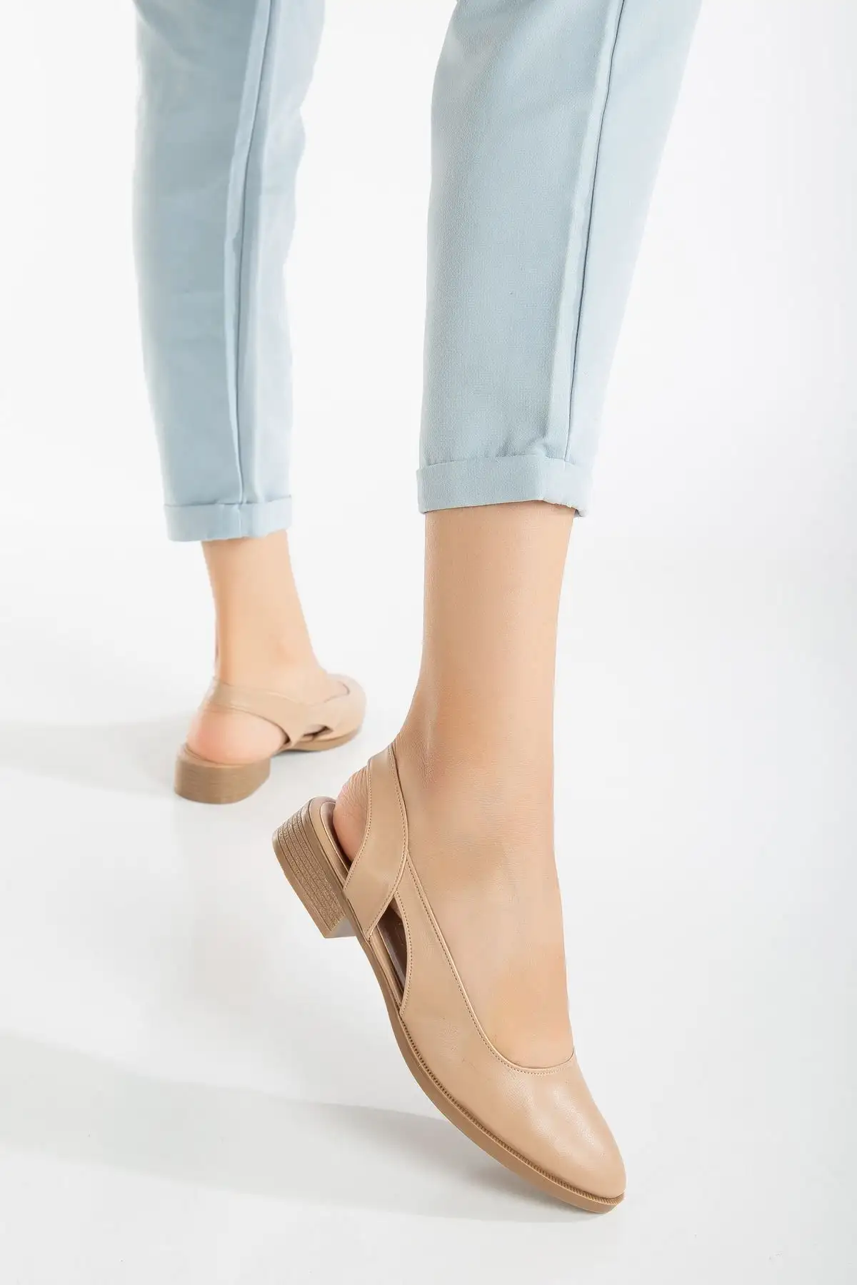 کفش تخت زنانه پاشنه کوتاه پوست صورت برند MaskButik - 8313