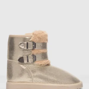 بوت و نیم‌ بوت زنانه کفش چرم Moses با جزئیات پالتیی - طلا برند selinshoes - 7679