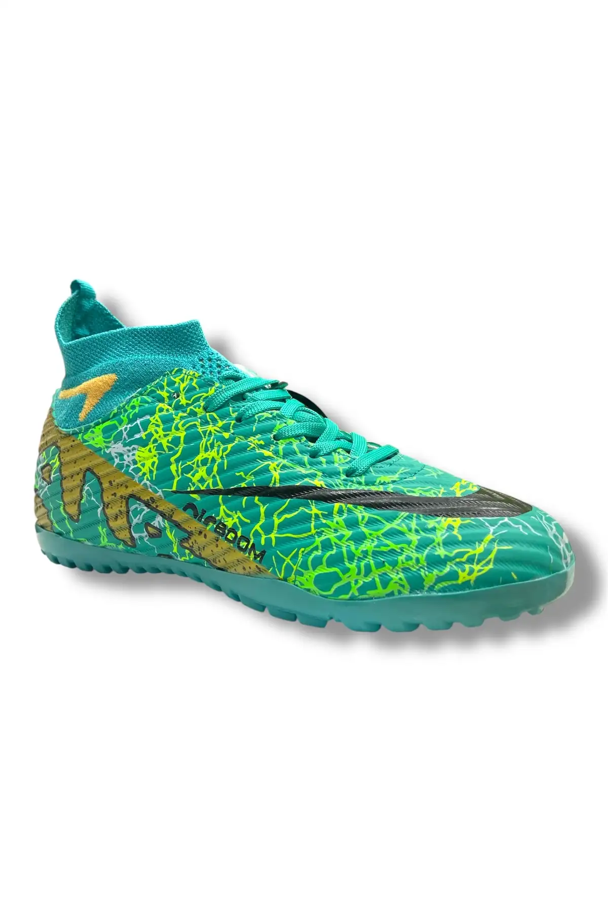 کفش فوتبال فوتسال با جوراب جدید مدل طرح طوسی و طلایی برند LALİGA - 8175