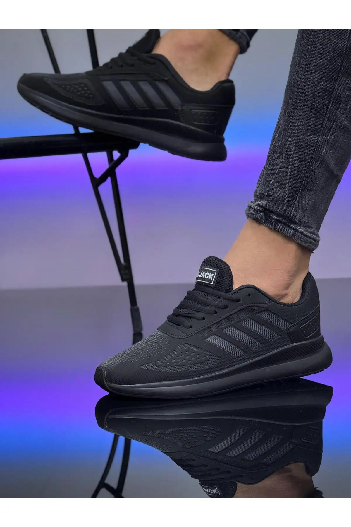 کفش اسپرت مردانه ورزشی ساده مشکی ضدآب با چهار بند و بندی WSB4116 برند Weynes - 7736