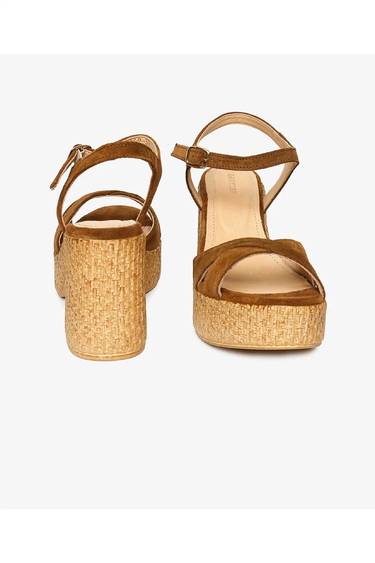 کفش صندل زنانه پاشنه‌دار از چرم طبیعی سوئدی برند Greyder - 8275