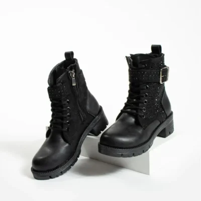 بوت و نیم‌ بوت زنانه کفش پتین مشکی دخترانه برند galya shoes - 7837