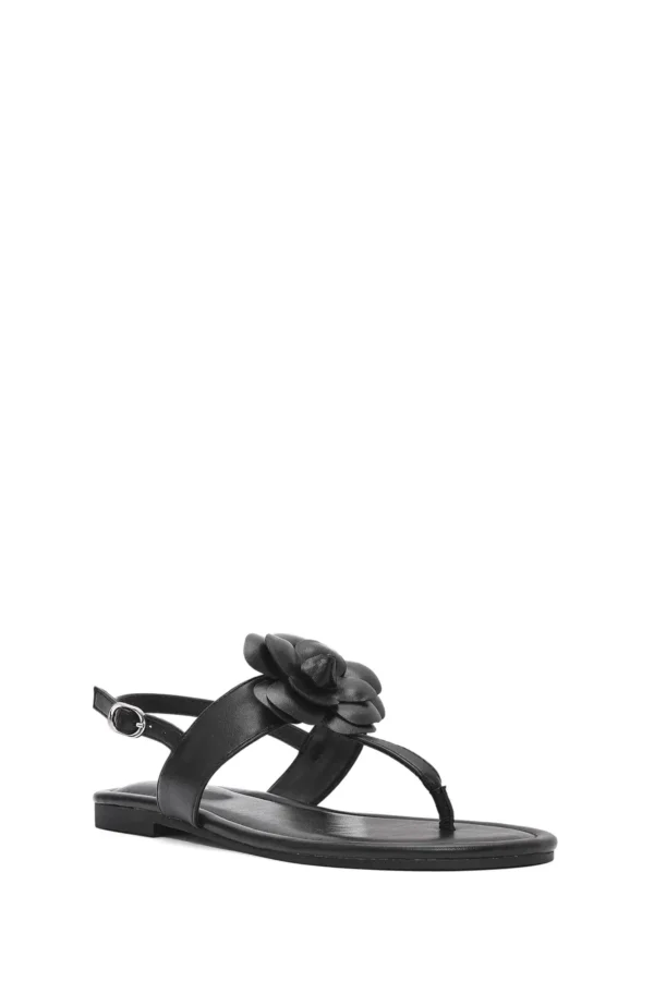 کفش صندل زنانه Sandalet مشکی با جزئیات گل‌دار 25SFE401218 برند Derimod - 8277