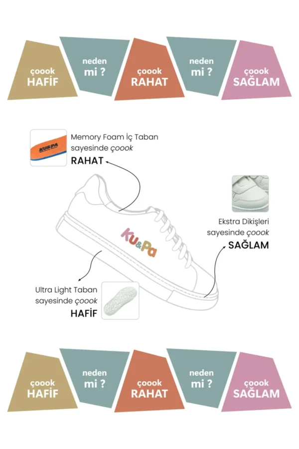 کفش پسرانه ورزشی بچگانه آتومه مش - خاکستری - 7002 - 34 برند KU&PA SHOES - 8312