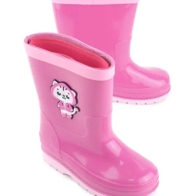 بوت بچگانه چکمه بارانی دخترانه با آستری قابل جداشدن و ضدآب برای زمستان برند Gezer - 7633