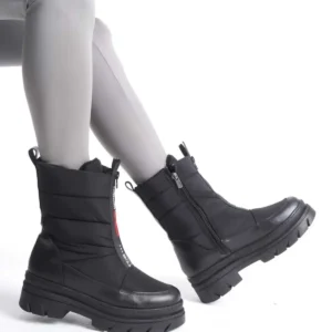 بوت و نیم‌ بوت زنانه چکمه با زیپ جل کف ضخیم دندانه‌دار برند MARSEDO - 7678