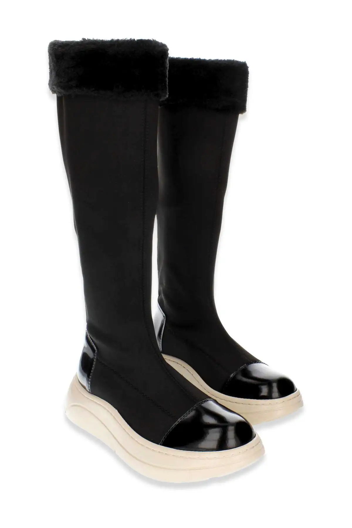 بوت و نیم بوت زنانه چکمههای رزشی  با زیره ضخیم  جزئیات خز سیاه تا بالای زان برند CZ London - 8129 بوت و نیم بوت زنانه چکمههای رزشی با زیره ضخیم جزئیات خز سیاه تا بالای زان برند CZ London - 8129