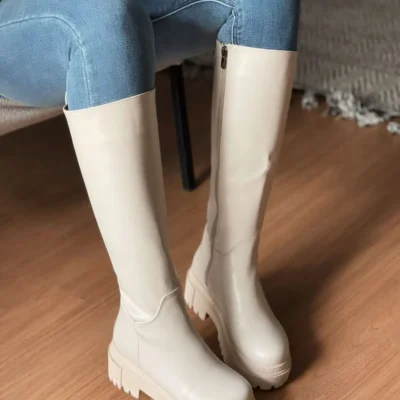 بوت و نیم‌ بوت زنانه چکمه فریا تن از چرم برند Mida Shoes - 8098