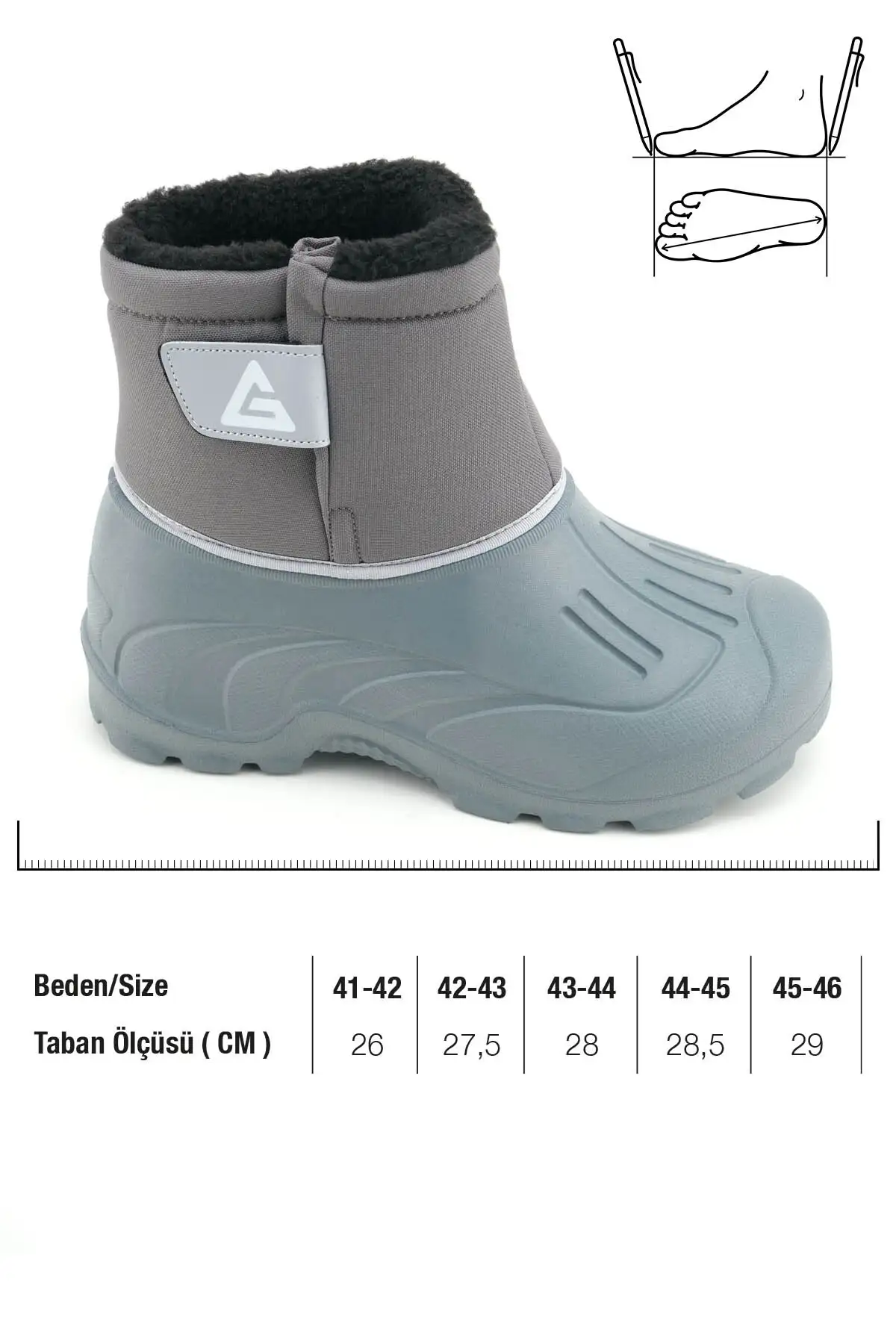 کفش سایز بزرگ مردانه زمستانی با داخل پشمی، ضد آب، با بند چسبی و قابل تنظیم در ناحیه مچ، مناسب برای استفاده روزانه برند Gezer - 7884