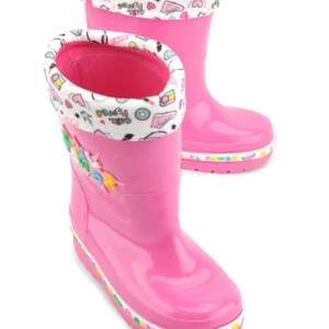 بوت بچگانه چکمه بارانی دخترانه فصلی ضدآب با آستر گرم برند Gezer - 7638