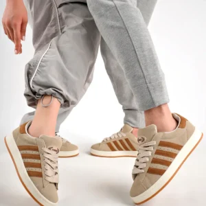 کفش سایز بزرگ مردانه کتانی ورزشی بژ قهوه‌ای برند Freemax - 7882