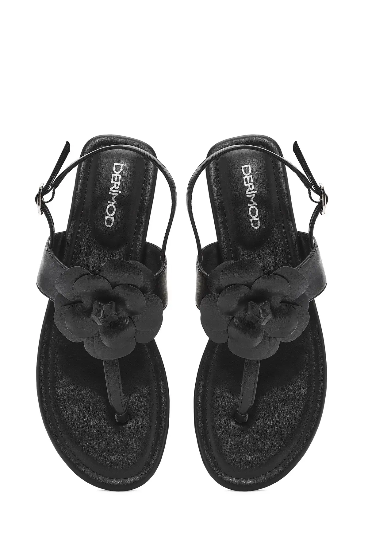 کفش صندل زنانه Sandalet  مشکی با جزئیات گلدار 25SFE401218 برند Derimod - 8277 کفش صندل زنانه Sandalet مشکی با جزئیات گلدار 25SFE401218 برند Derimod - 8277