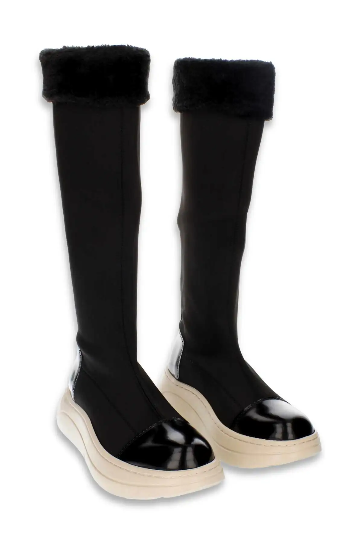 بوت و نیم بوت زنانه چکمههای رزشی  با زیره ضخیم  جزئیات خز سیاه تا بالای زان برند CZ London - 8129 بوت و نیم بوت زنانه چکمههای رزشی با زیره ضخیم جزئیات خز سیاه تا بالای زان برند CZ London - 8129