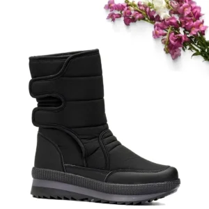 بوت و نیم‌ بوت زنانه ‌های برفی رزمره بچگانه با بند چسبی، رنگ سیاه، ضدآب داخلی پشمی مناسب برای زمستان برند Twingo - 7689