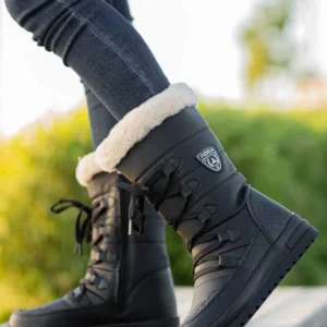 بوت و نیم‌ بوت زنانه زمستانی با خز، رنگ مشکی بژ برند Ccway - 7713