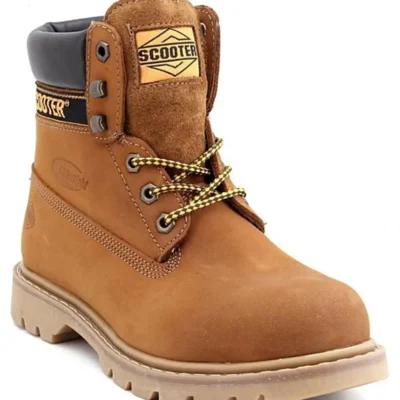 بوت مردانه کفش کار M5130 ضدآب و جدید با روکش چرم رنگ دارچینی برند Scooter - 7599