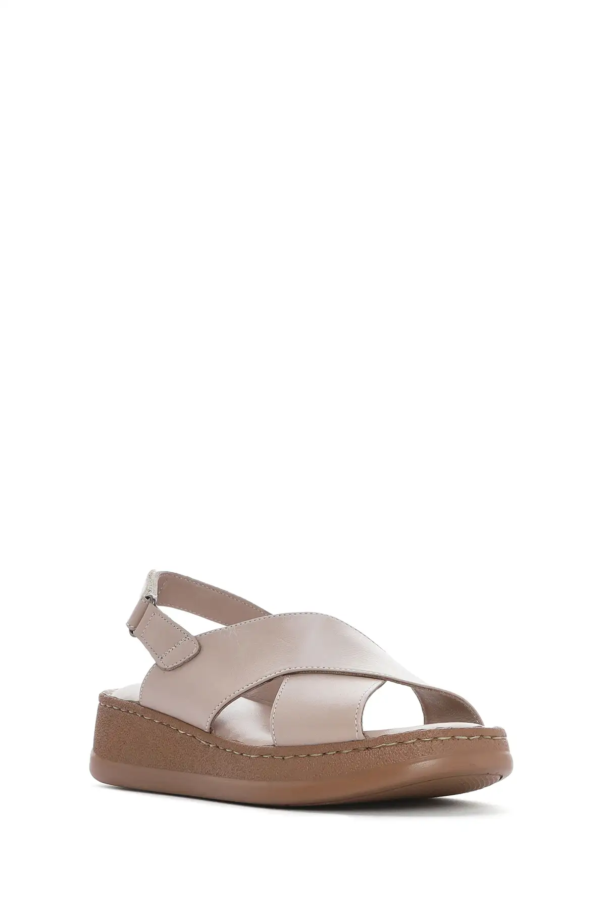 کفش صندل زنانه بند دار با کفی ضخیم از چرم طبیعی، راحتی 25SFD321718 برند Derimod - 8265