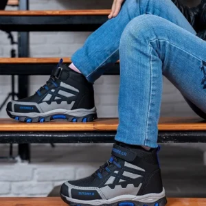 بوت و نیم‌ بوت زنانه بیرنی بچگانه هابی با زیره ضد لغزش آستر گرم، با بند چسبی - سیاه آبی برند SEVER AYAKKABI - 7695