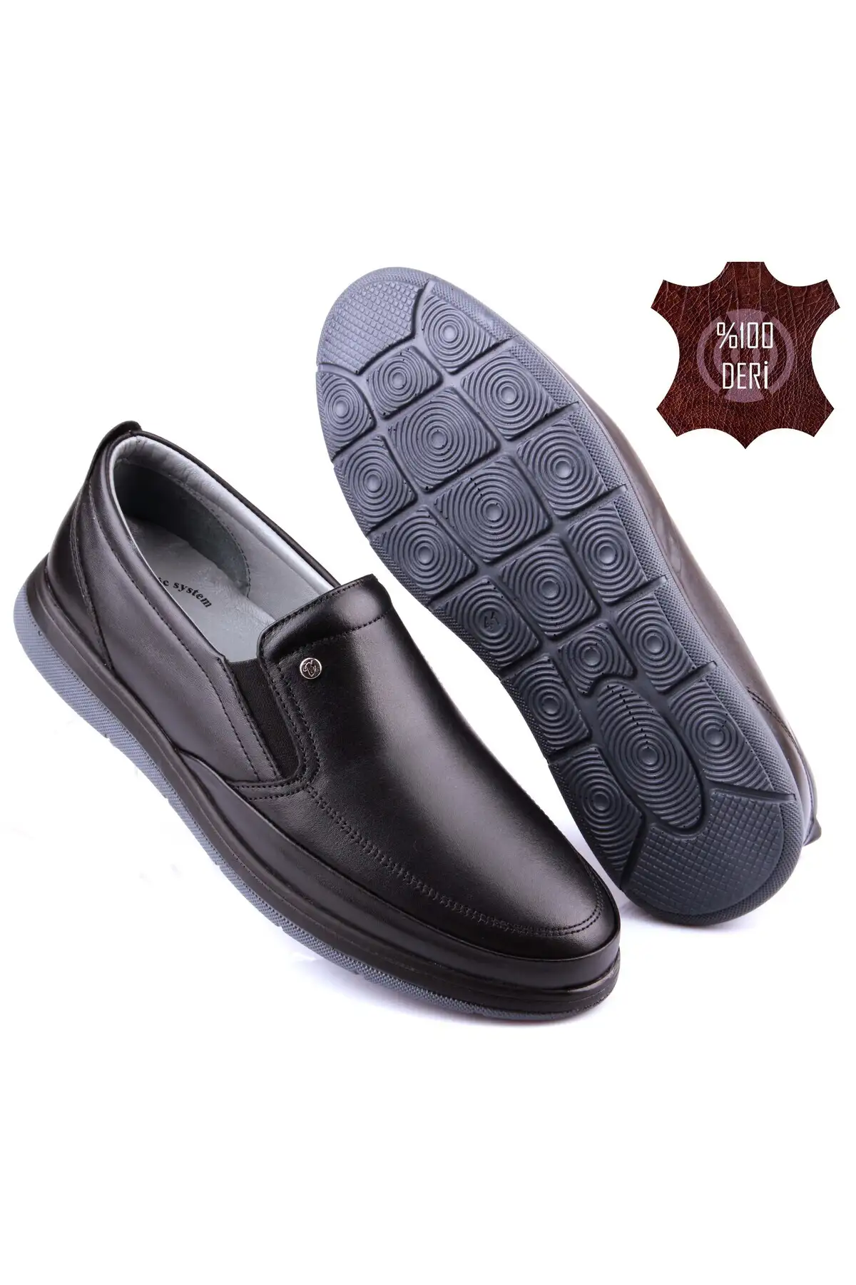 کفش سایز بزرگ مردانه روزمره از پوست طبیعی، تمام اورتوپدیک با کفی ژل راحتی برند DETECTOR - 7881