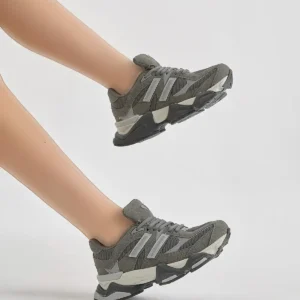 کفش سایز بزرگ مردانه ورزشی با کفی بلند و طرح آنوراک در رنگ خاکستری فمی برای هر دو جنس برند Tonny Black - 7863