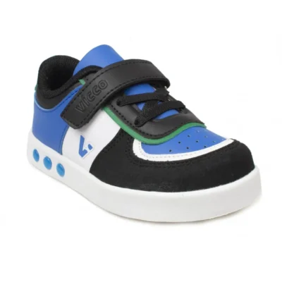 کفش پسرانه ورزشی بچگانه آبی سرمهای با نور برند Vicco - 8295