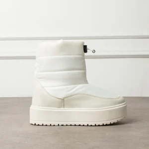 بوت و نیم‌ بوت زنانه کتانی کرم رنگ کفی ضخیم راحت مخصص زمستان از پارچه مقام برند Genel Markalar - 7693