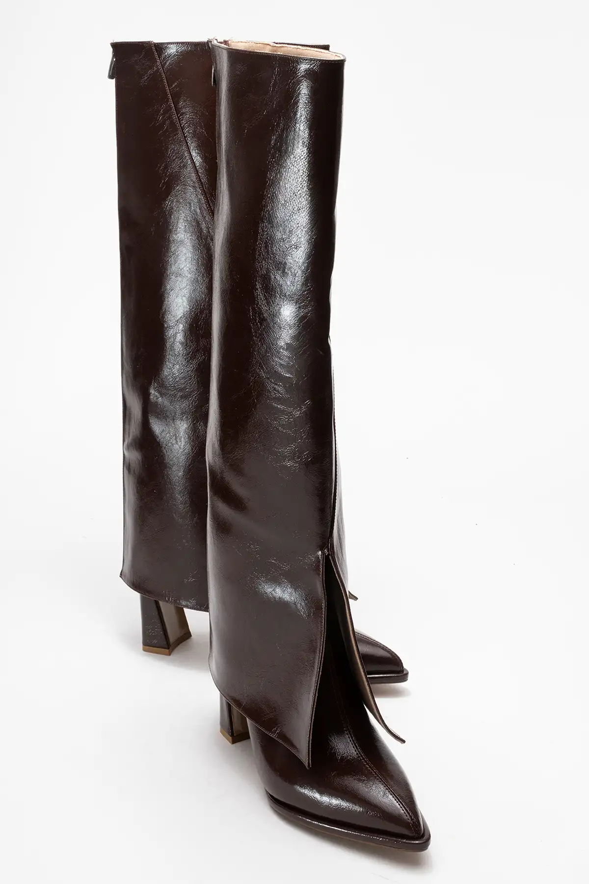 بوت و نیم بوت زنانه   کمرنگ قههای با پاشنه پهن برند luvishoes - 7559 بوت و نیم بوت زنانه کمرنگ قههای با پاشنه پهن برند luvishoes - 7559