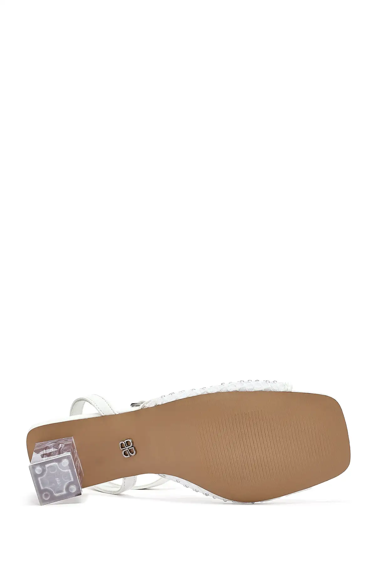 کفش صندل زنانه کتانی  سفید با قفل بر روی مچ پا و سنگهای تزئینی،  پاشنه بلند شفاف 25SFE481714 برند Derimod - 8246 کفش صندل زنانه کتانی سفید با قفل بر روی مچ پا و سنگهای تزئینی، پاشنه بلند شفاف 25SFE481714 برند Derimod - 8246